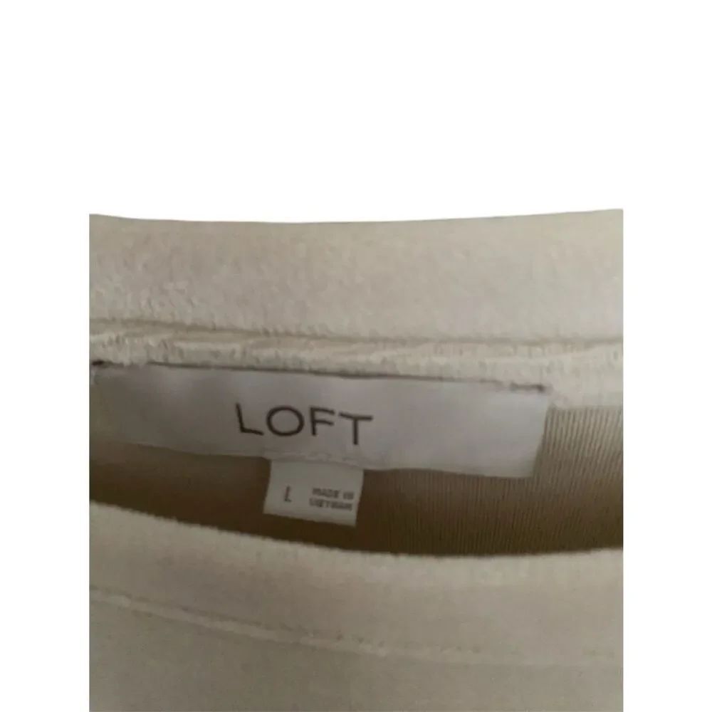 LOFT Cream Long Sleeve Top – Size Large – Soft Plush Knit – Like New - Picture 4 of 8